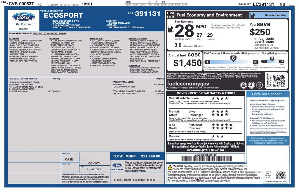 Used 2020 Ford EcoSport S FWD image 2
