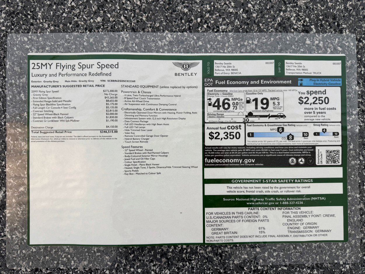 New 2025 Bentley Flying Spur Plug-In Hybrid AWD/4WD image 50