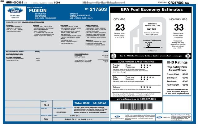 Used 2012 Ford Fusion S