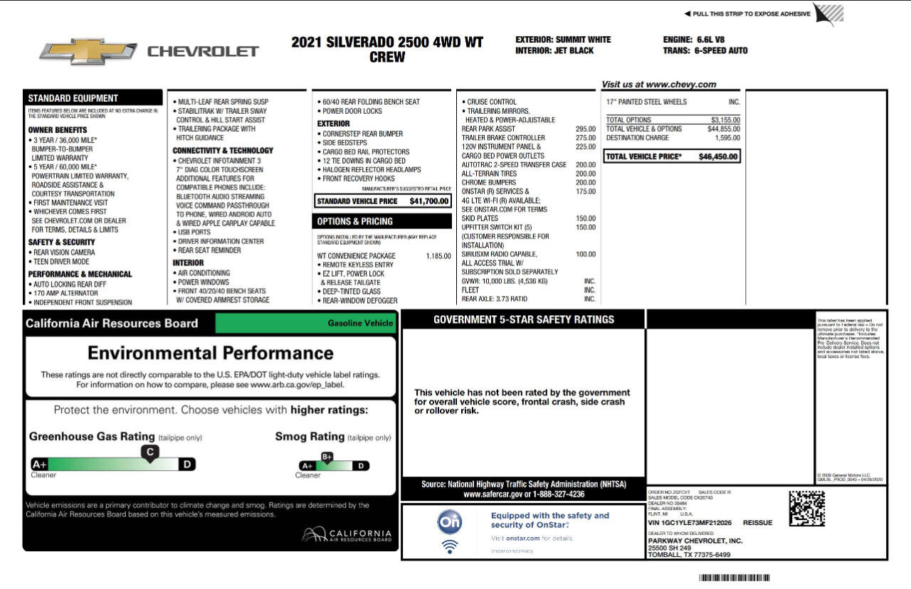 Used 2021 Chevrolet Silverado 2500 W/T w/ WT Convenience Package image 4