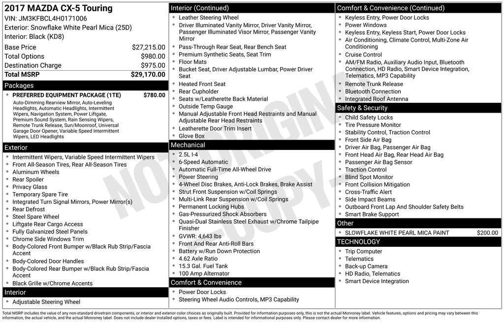 Used 2017 MAZDA CX-5 Touring w/ Preferred Equipment Package AWD/4WD image 6