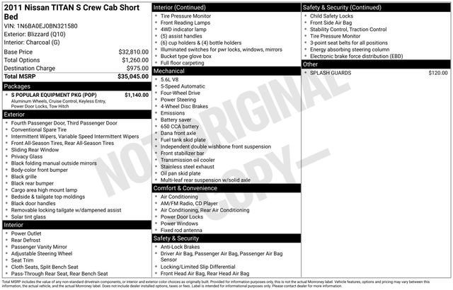 Used 2011 Nissan Titan S w/ S Popular Equipment Pkg AWD/4WD image 4