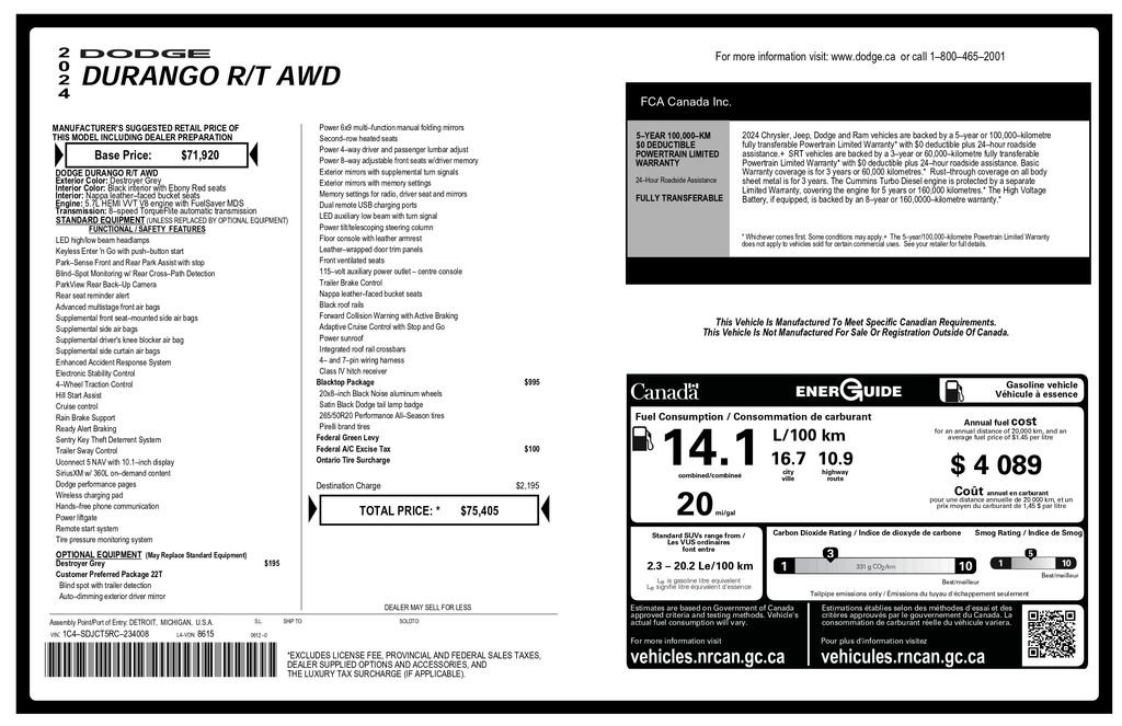 Used 2024 Dodge Durango R/T w/ Blacktop Package image 3