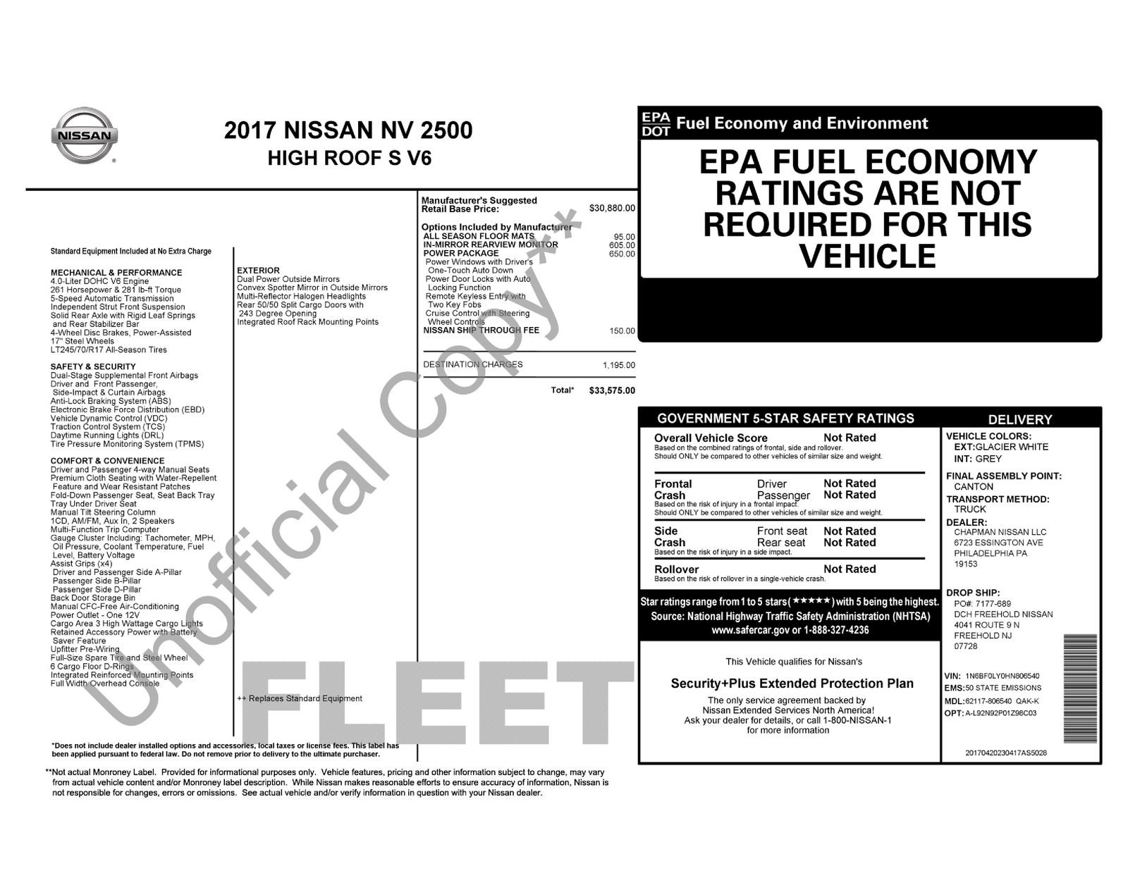 Used 2017 Nissan NV 2500 S w/ Power Basic Package RWD image 3