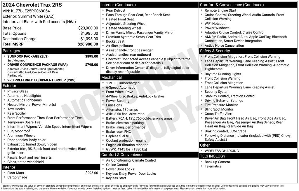 Certified 2024 Chevrolet Trax RS w/ Sunroof Package FWD image 41