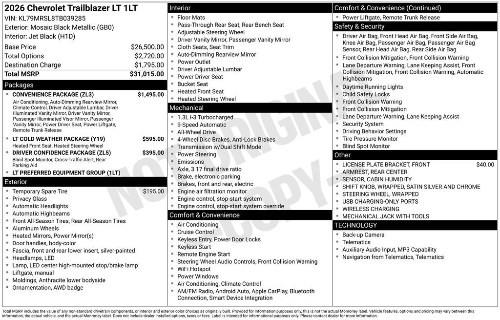 Used 2026 Chevrolet TrailBlazer LT w/ Convenience Package AWD/4WD image 6