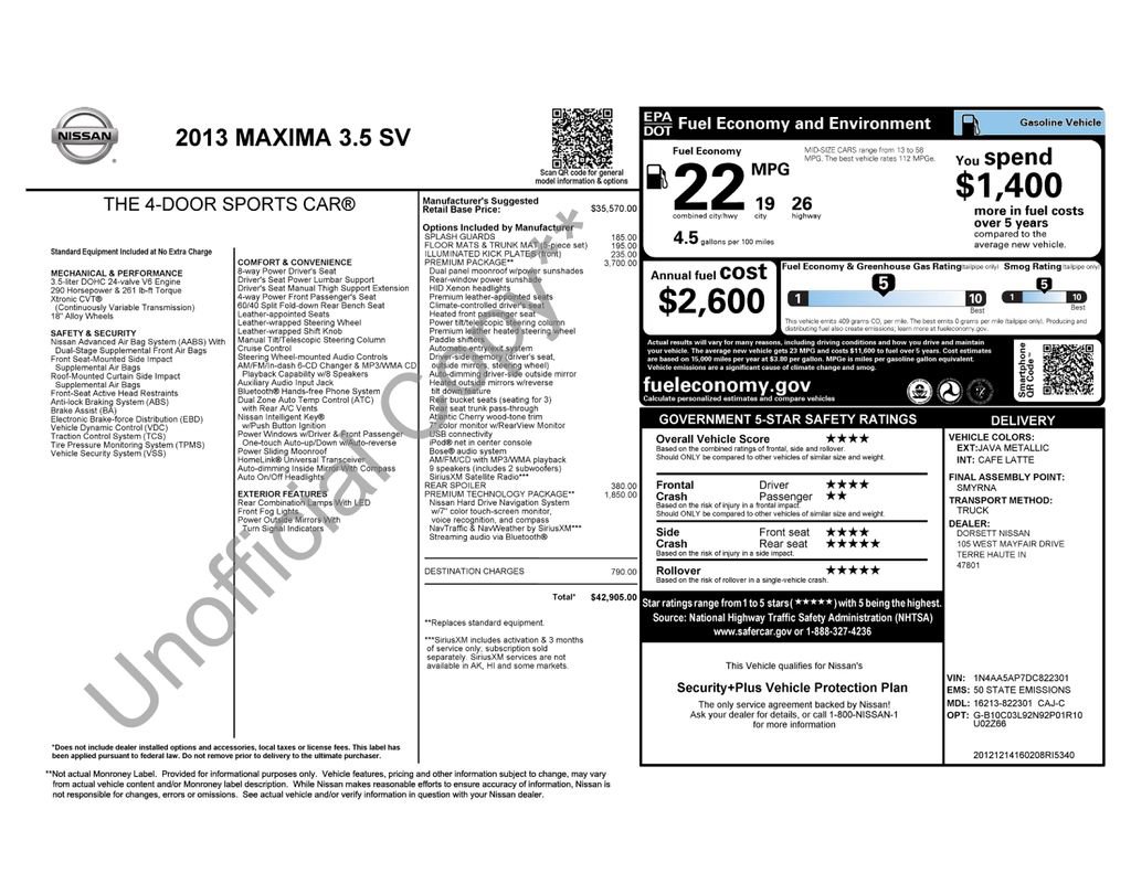 Used 2013 Nissan Maxima 3.5 SV w/ Premium Pkg image 32