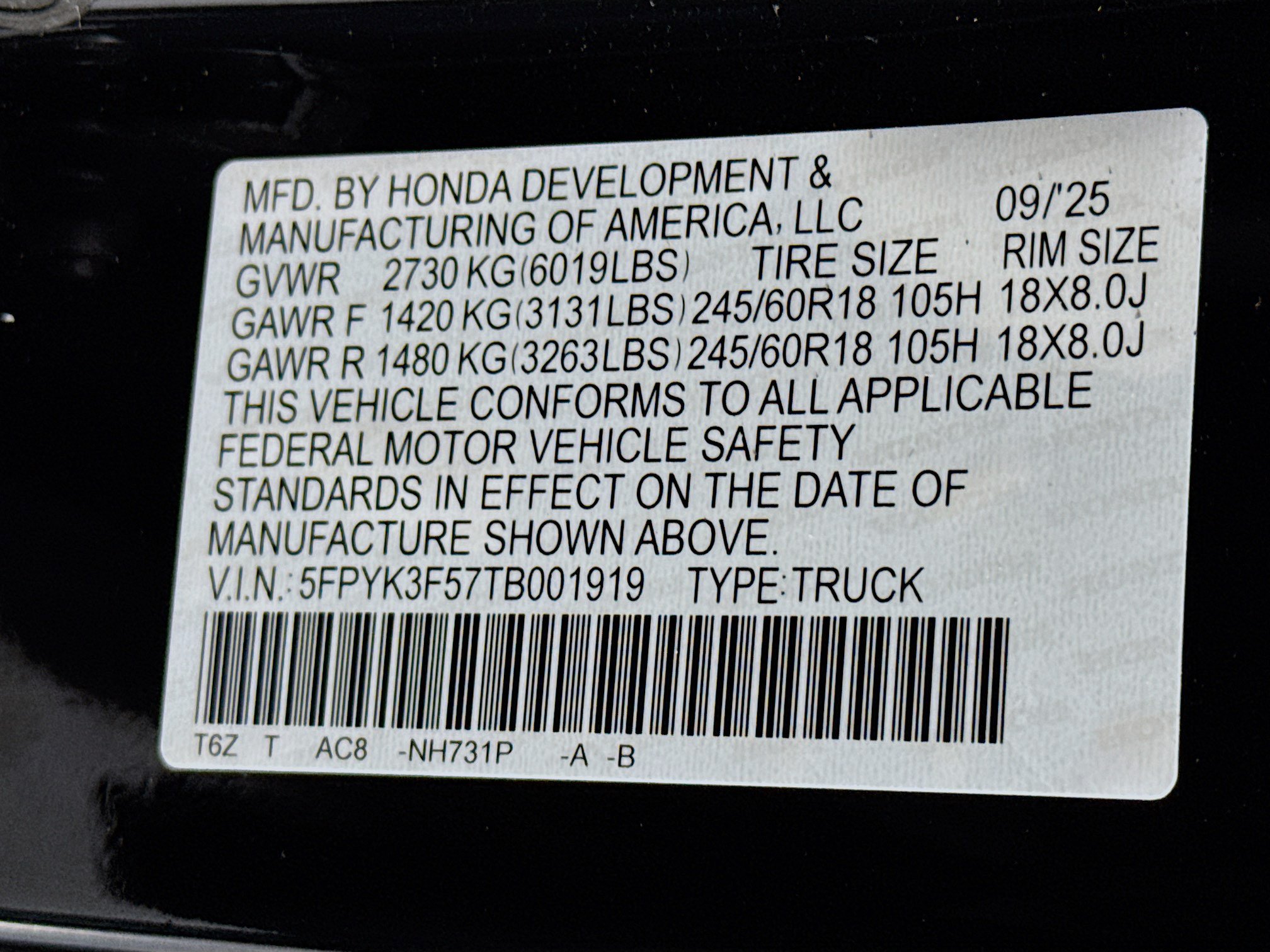 New 2026 Honda Ridgeline RTL image 31