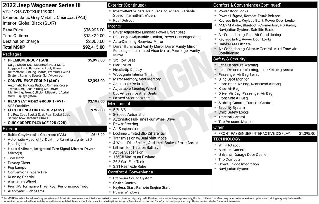 Used 2022 Jeep Wagoneer Series III w/ Premium Group I AWD/4WD image 2