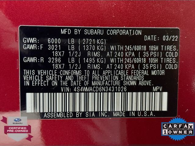 Certified 2022 Subaru Ascent Premium w/ Convenience Package image 32