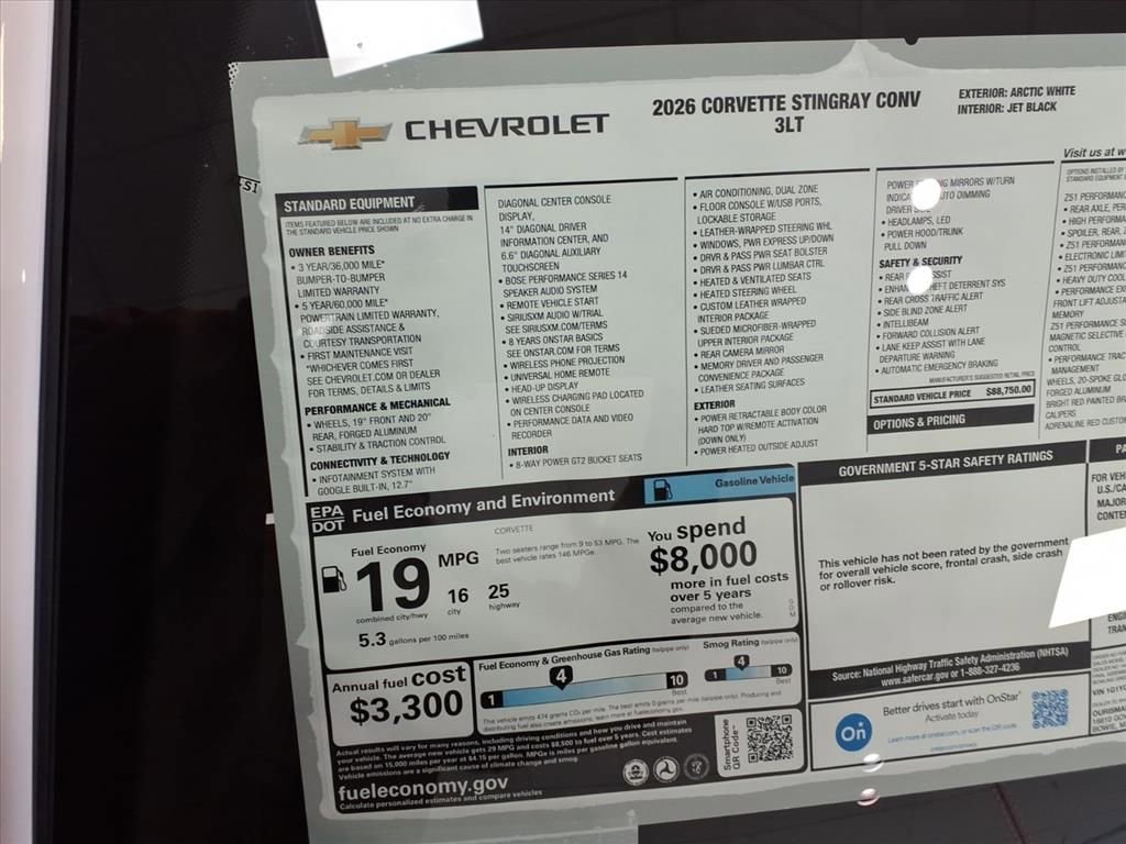 New 2026 Chevrolet Corvette Stingray Premium Conv w/ Z51 Performance Package image 30