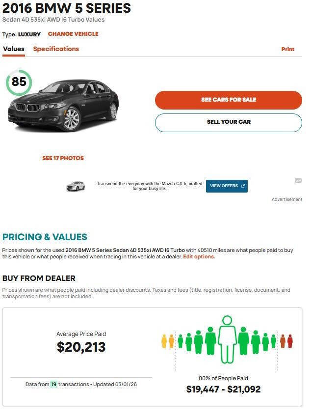 Used 2016 BMW 535i xDrive Sedan image 12