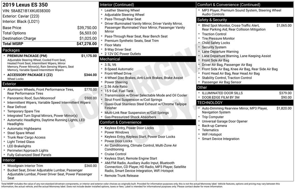 Used 2019 Lexus ES 350 w/ Premium Package image 21