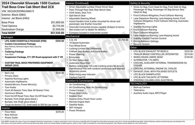 Used 2024 Chevrolet Silverado 1500 Custom Trail Boss w/ LPO, Dark Essentials Package image 32