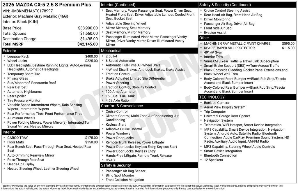 New 2026 MAZDA CX-5 2.5 S w/ Premium Plus Package AWD/4WD image 33