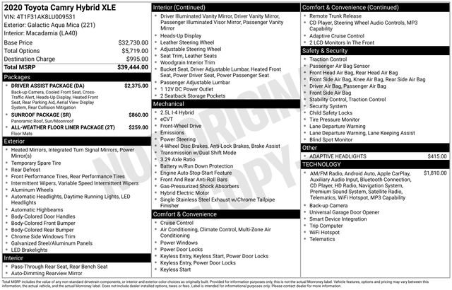 Used 2020 Toyota Camry XLE w/ Driver Assist Package FWD image 5