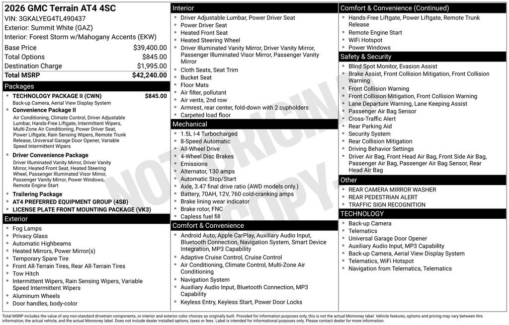 New 2026 GMC Terrain AT4 w/ Technology Package II AWD/4WD image 35