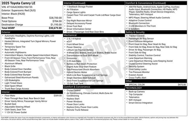 Used 2025 Toyota Camry LE image 6