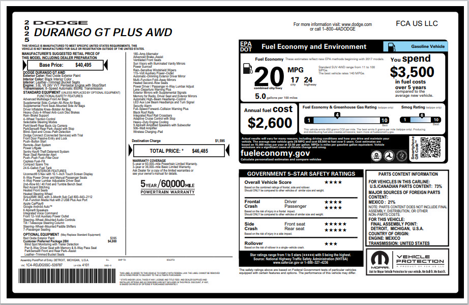 Used 2025 Dodge Durango GT AWD/4WD image 3