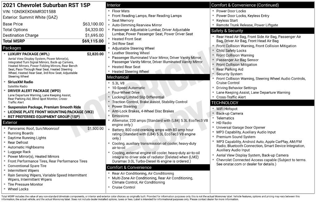 Used 2021 Chevrolet Suburban RST w/ Luxury Package AWD/4WD image 6