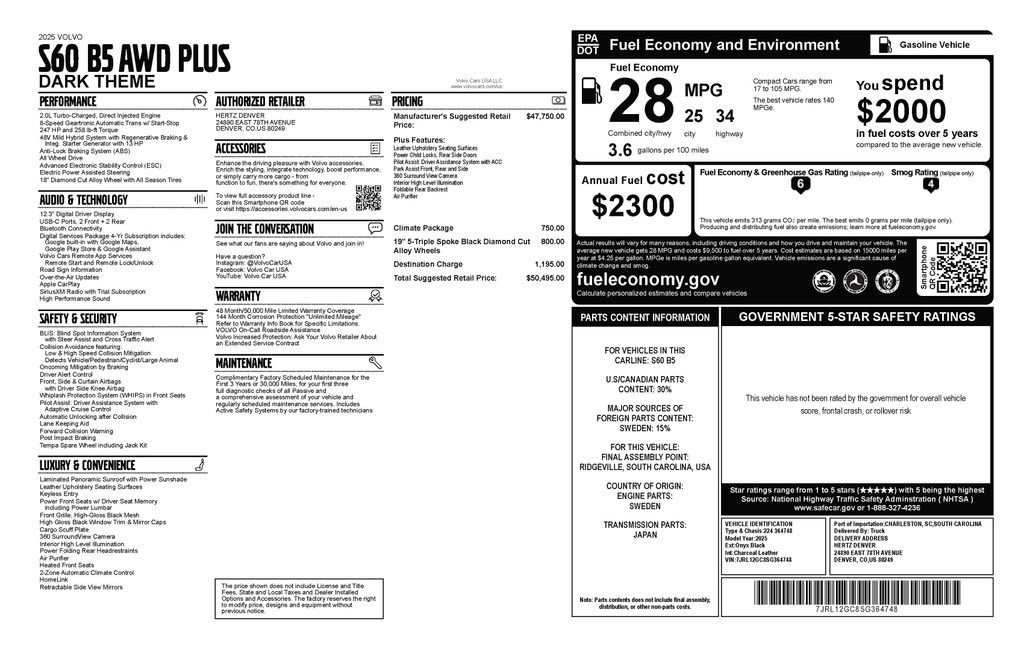 Used 2025 Volvo S60 B5 Plus image 2