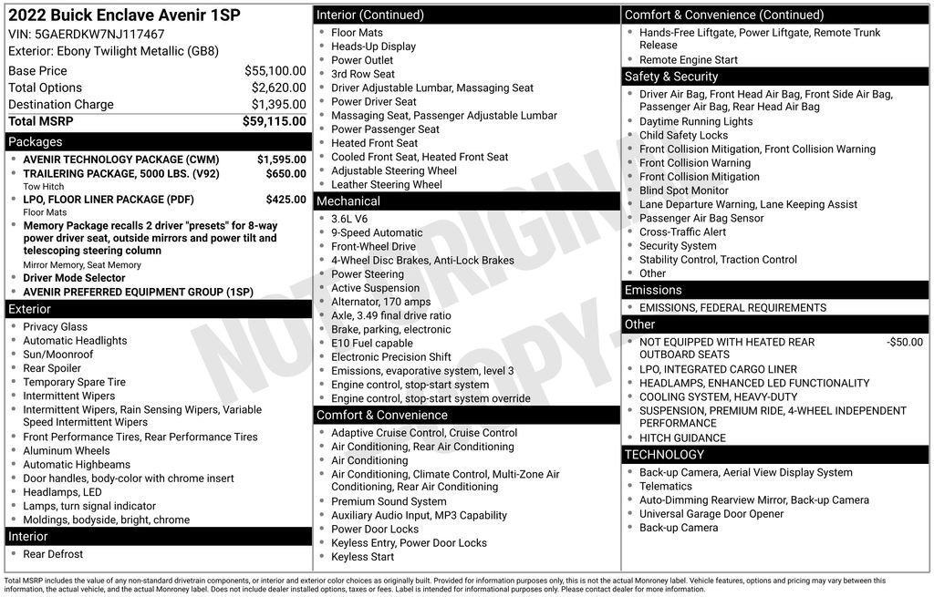 Certified 2022 Buick Enclave Avenir w/ Avenir Technology Package image 4