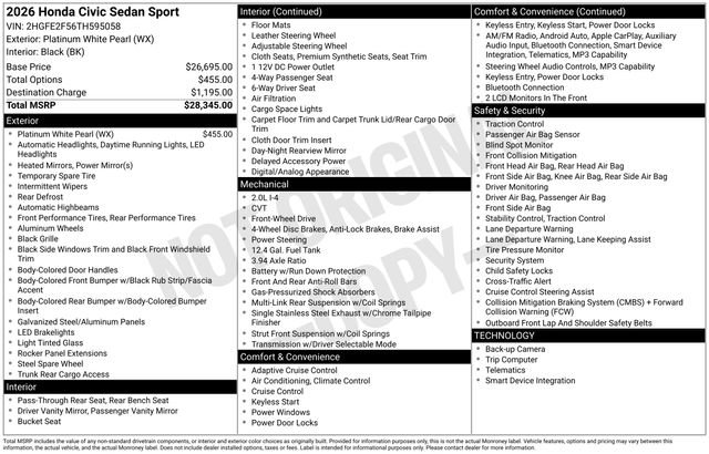 New 2026 Honda Civic Sport image 6