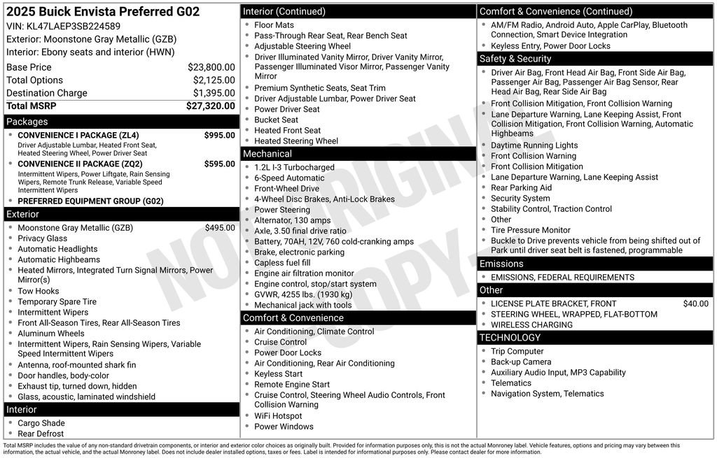 New 2025 Buick Envista Preferred w/ Convenience I Package image 2