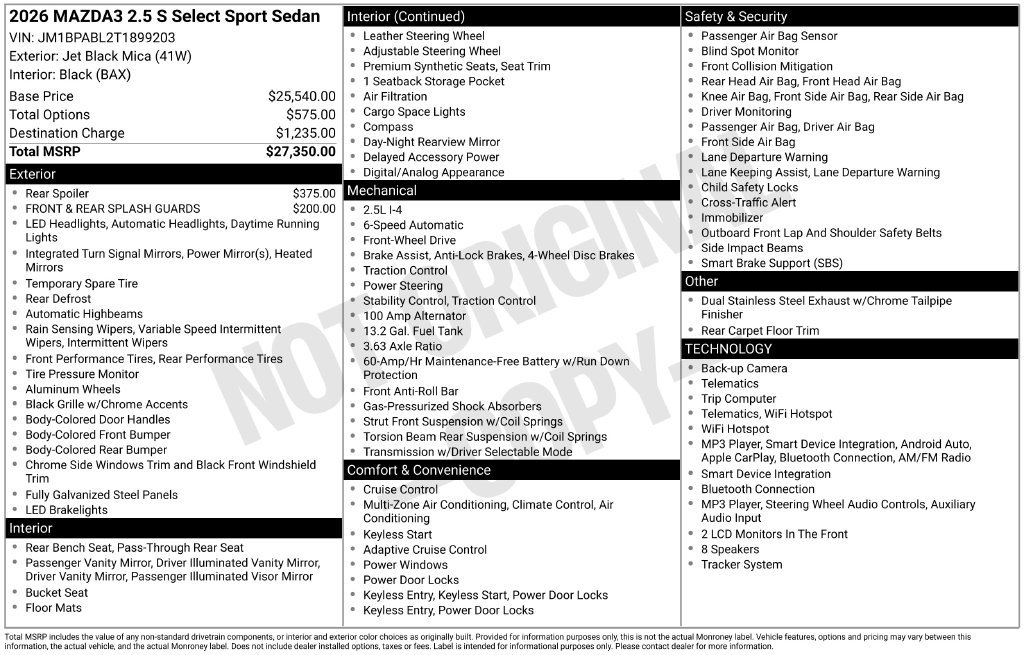 New 2026 MAZDA MAZDA3 s Sport FWD image 3