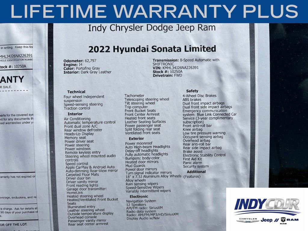 Used 2022 Hyundai Sonata Limited FWD image 17