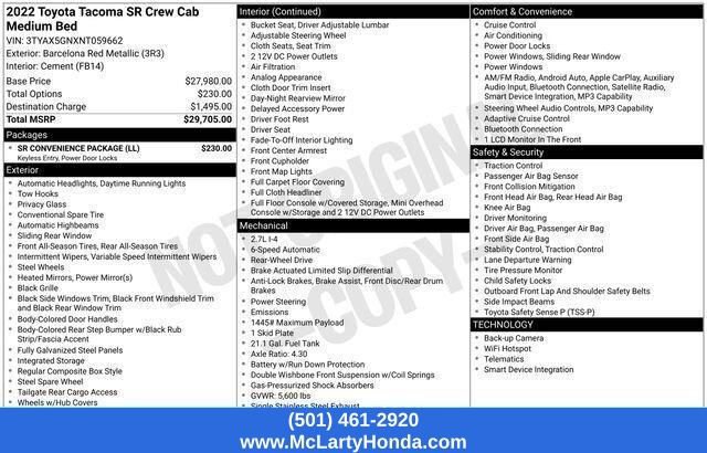 Used 2022 Toyota Tacoma SR w/ SR Convenience Package RWD image 32