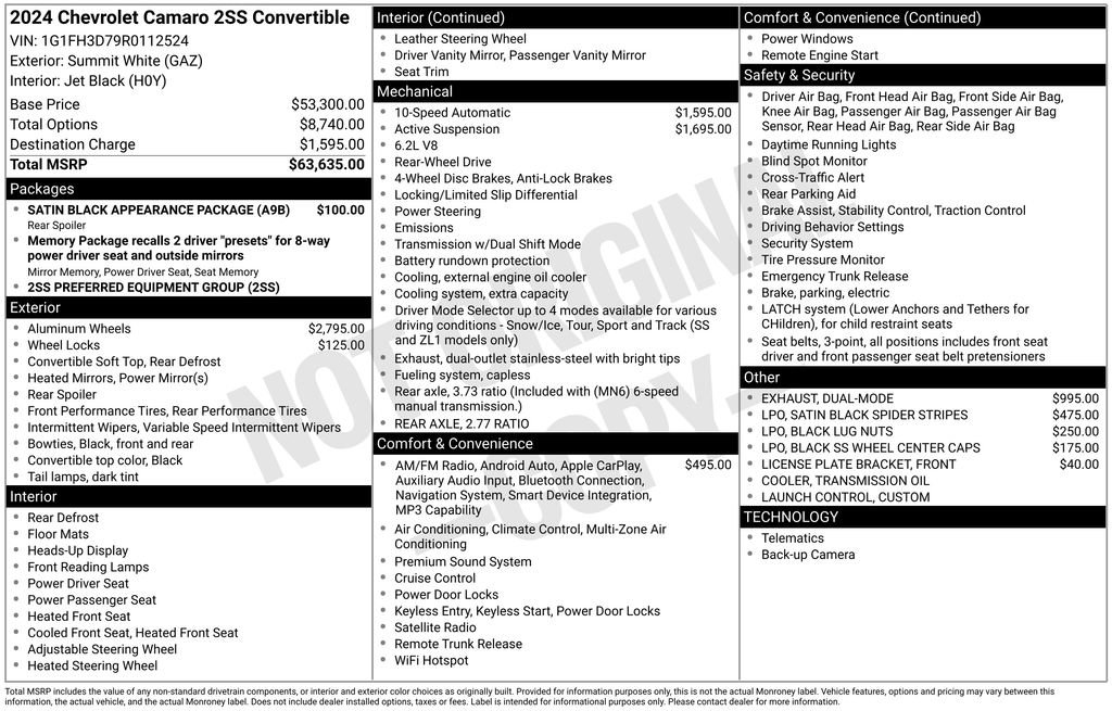 Used 2024 Chevrolet Camaro SS RWD image 6