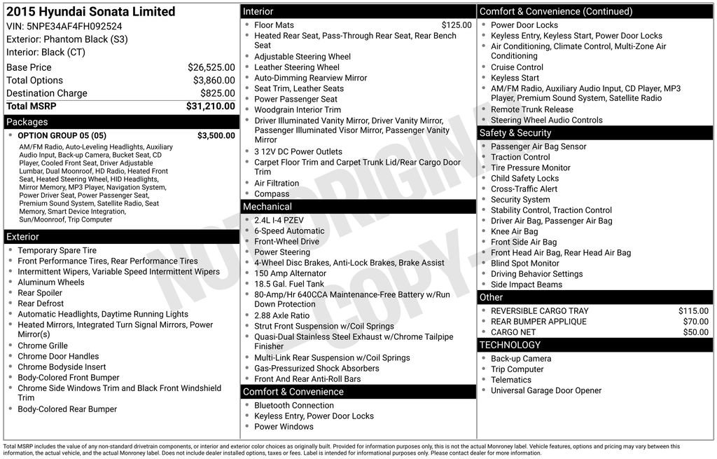Used 2015 Hyundai Sonata Limited w/ Option Group 05 image 34