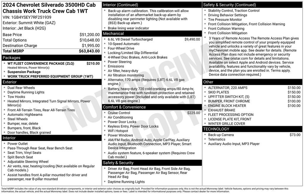 Used 2024 Chevrolet Silverado 3500 W/T w/ WT Fleet Convenience Package image 32