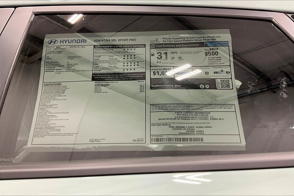 New 2026 Hyundai Kona SEL Sport FWD image 32