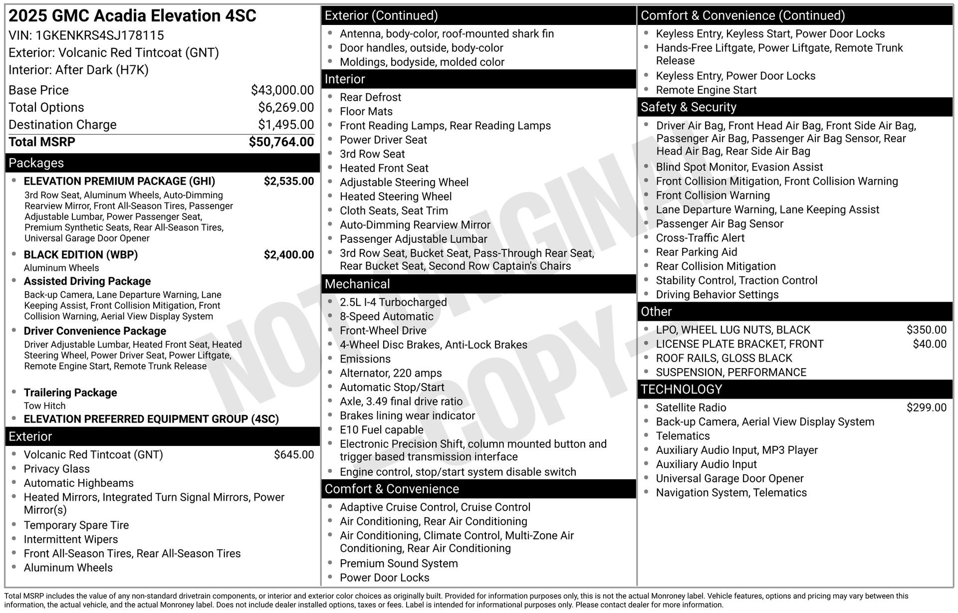New 2025 GMC Acadia Elevation w/ Elevation Premium Package FWD image 4