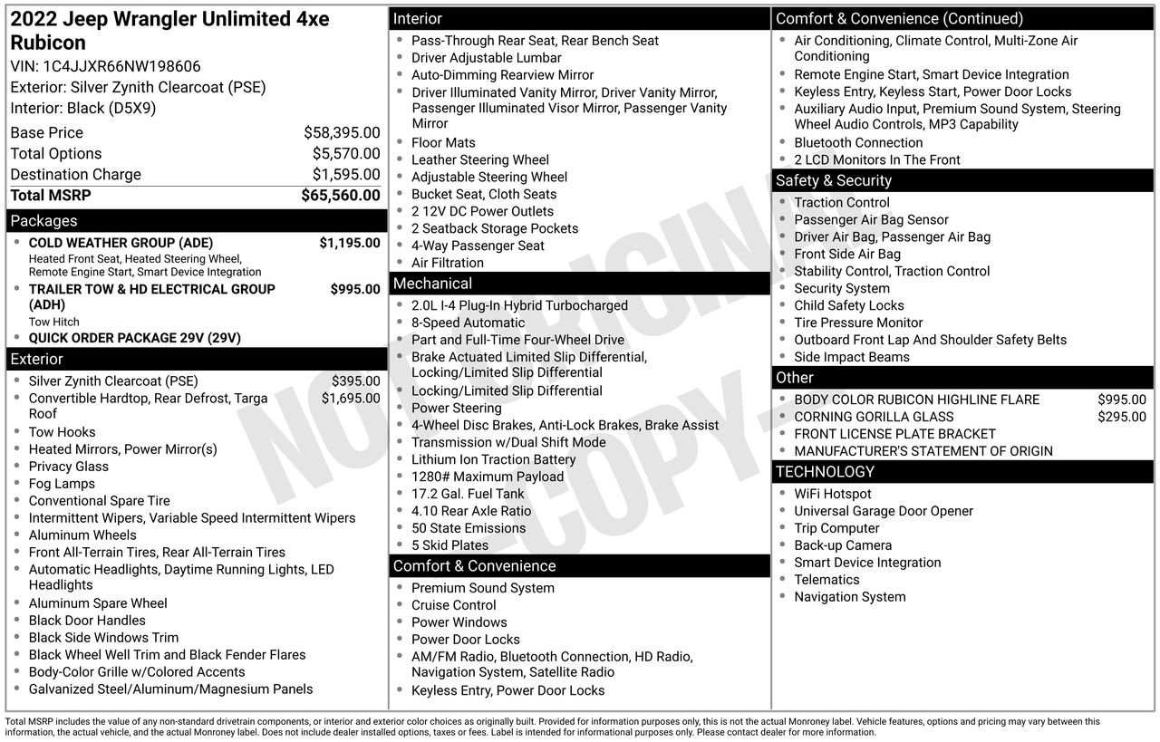 Used 2022 Jeep Wrangler Unlimited Rubicon 4xe w/ Cold Weather Group image 38