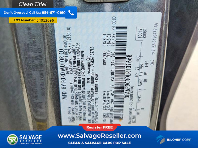 Used 2020 Ford Fusion SEL FWD image 16