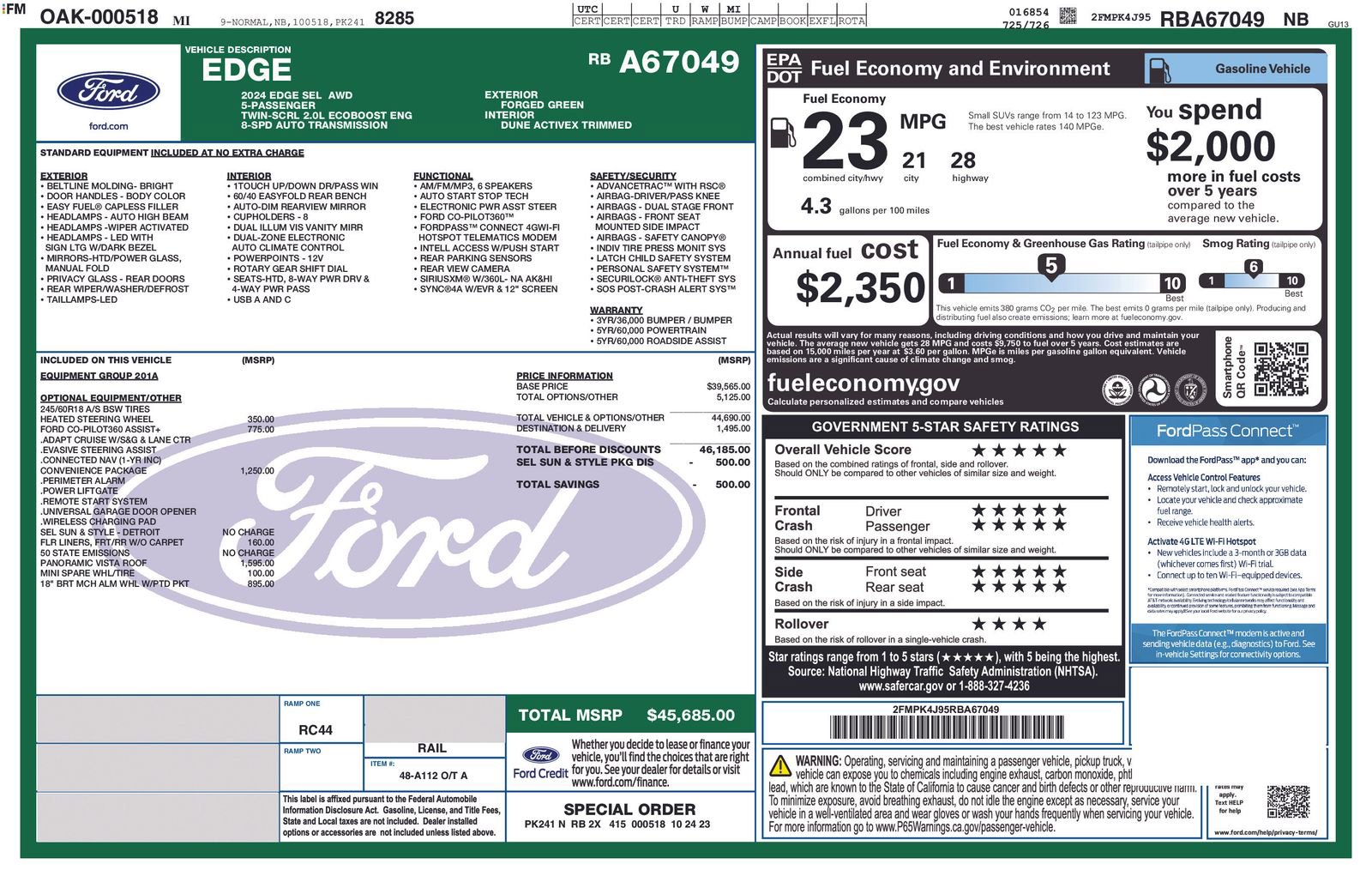 Certified 2024 Ford Edge SEL w/ Convenience Package image 2