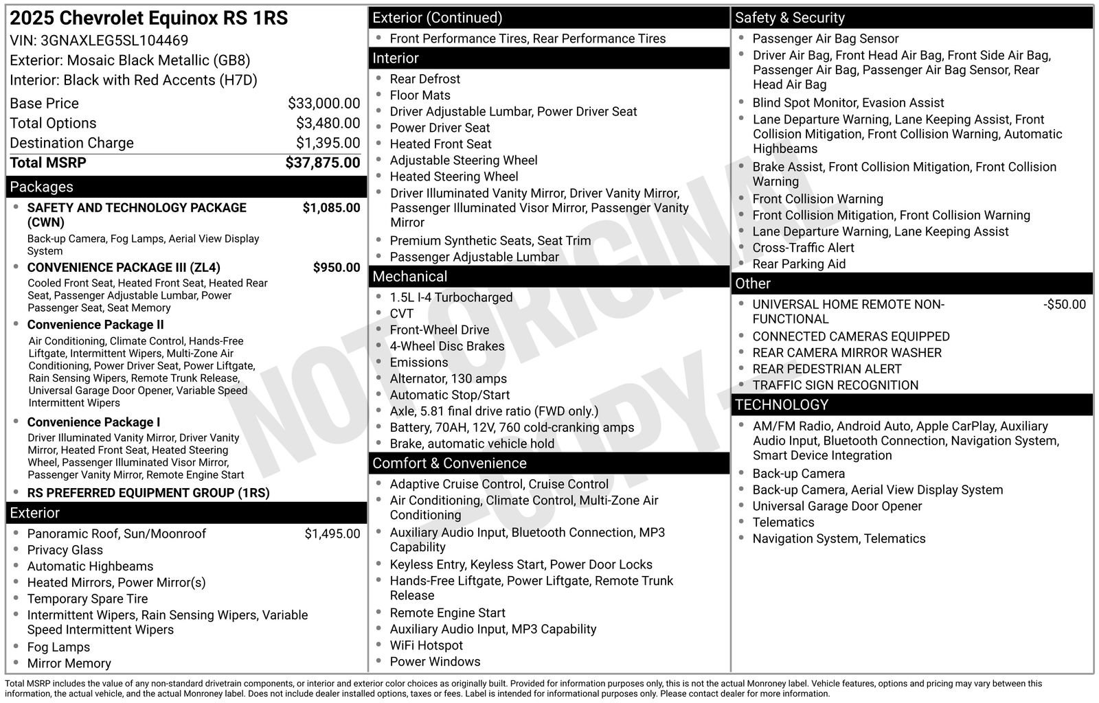 Certified 2025 Chevrolet Equinox RS w/ Safety and Technology Package image 15