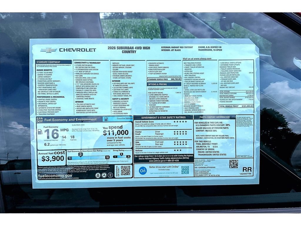 New 2026 Chevrolet Suburban High Country AWD/4WD image 15