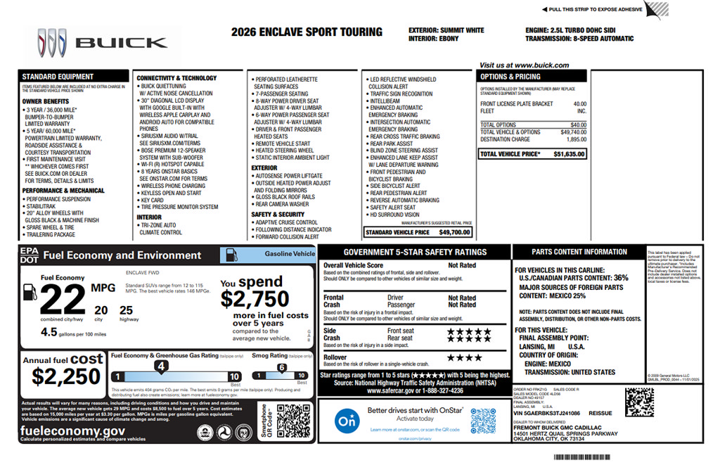 Used 2026 Buick Enclave Sport Touring FWD image 2