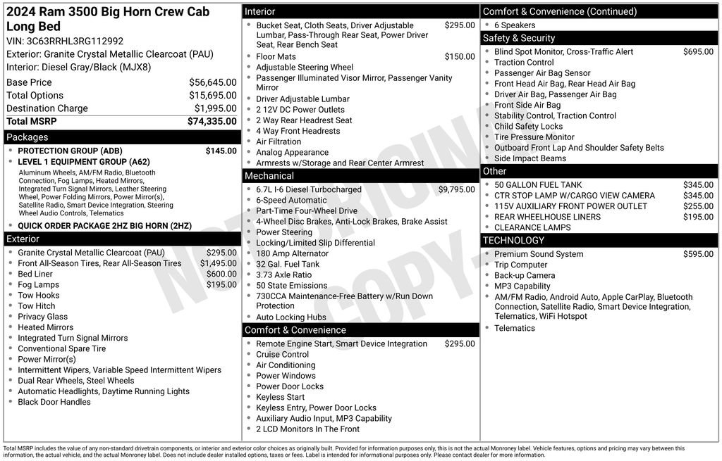 Used 2024 RAM 3500 Big Horn w/ Protection Group image 28
