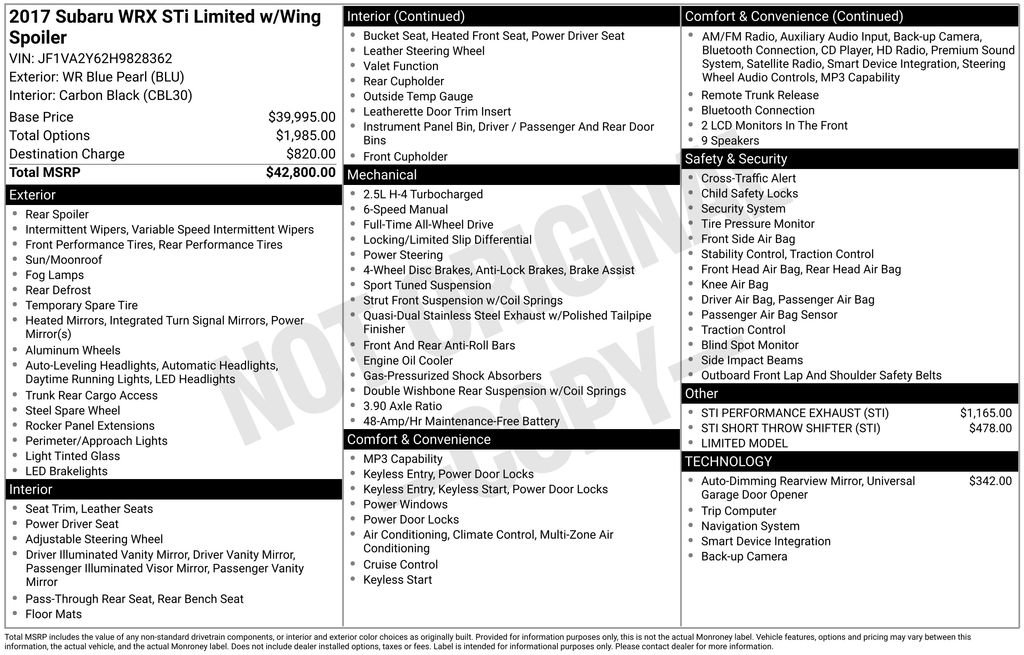 Used 2017 Subaru WRX STI Limited image 14