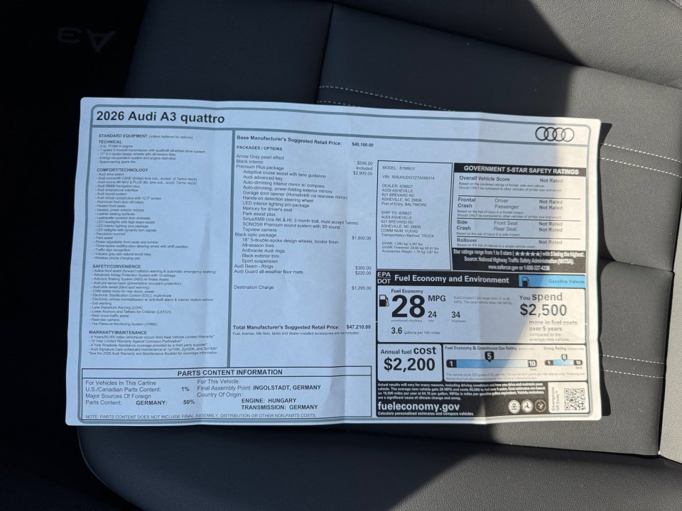New 2026 Audi A3 2.0T Premium Plus AWD/4WD image 33