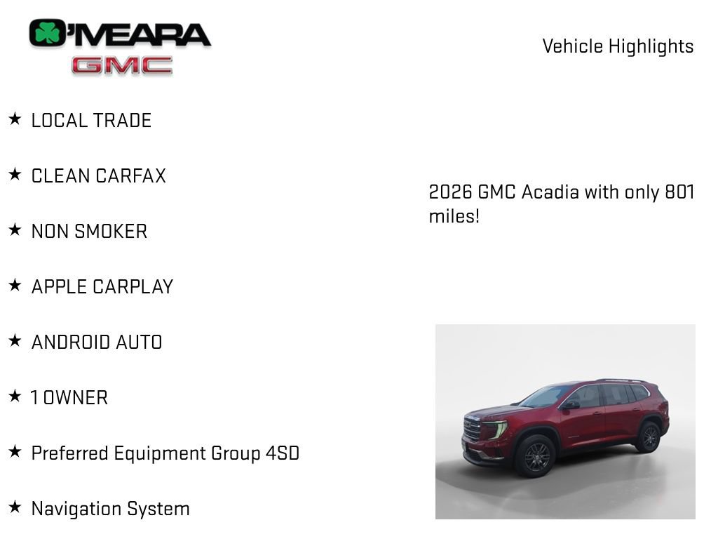 Used 2026 GMC Acadia Elevation w/ LPO, Floor Liner Package AWD/4WD image 7