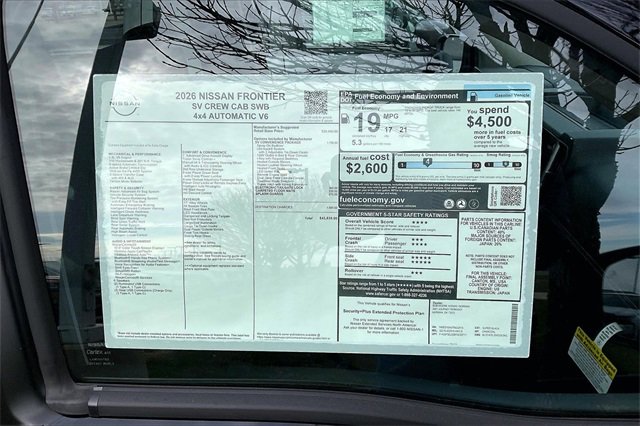 New 2026 Nissan Frontier SV w/ SV Convenience Package image 12