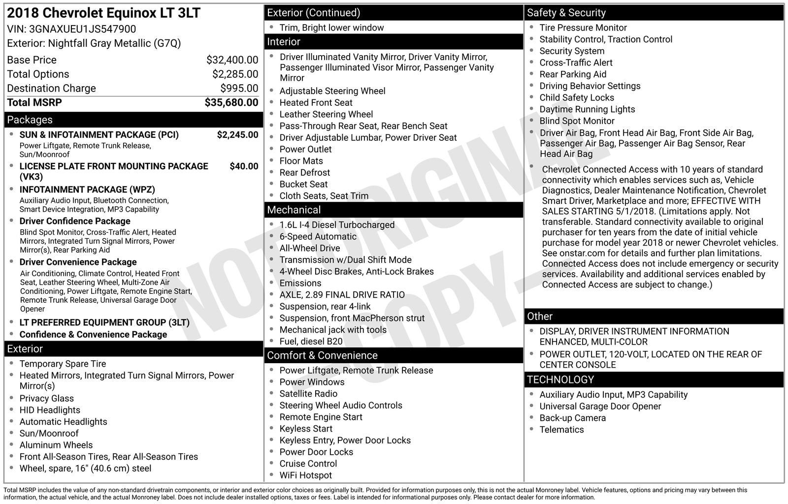 Used 2018 Chevrolet Equinox LT w/ Sun & Infotainment Package AWD/4WD image 6