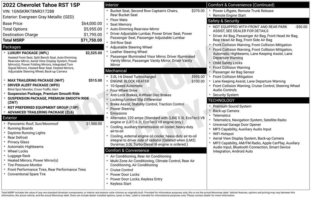 Used 2022 Chevrolet Tahoe RST w/ Luxury Package AWD/4WD image 4