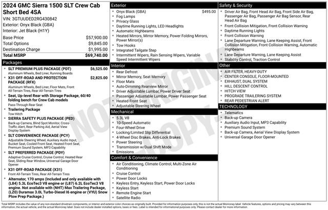 Used 2024 GMC Sierra 1500 SLT w/ SLT Premium Plus Package AWD/4WD image 38